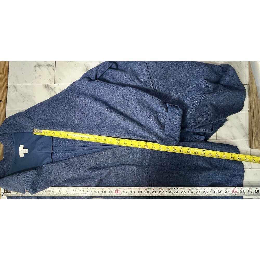 J. Jill Womens Blazer Coat L Open Front Lagenlook Chambray Blue Roll Tab Sleeve - Picture 12 of 12